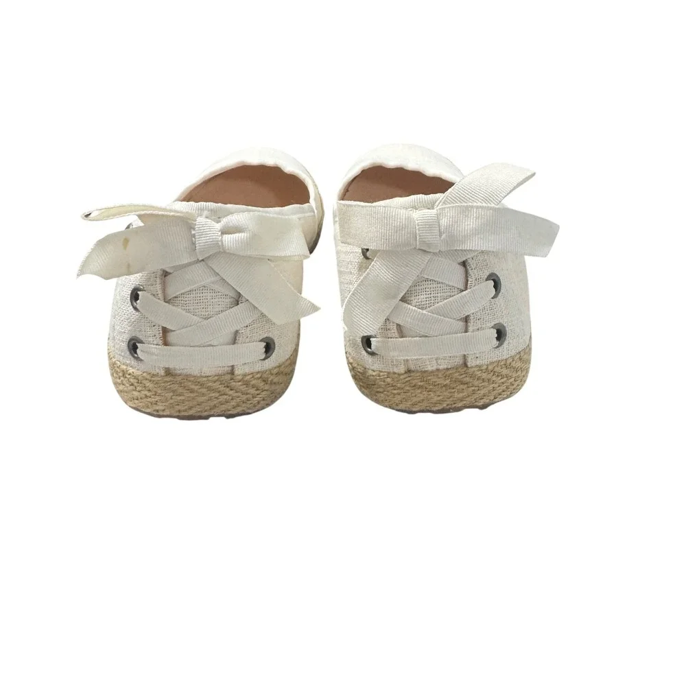 UGG Indah Espadrille Flats Womens 8 Cream Canvas Slip-On Jute Sole 1003493